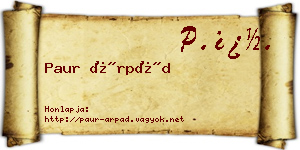 Paur Árpád névjegykártya